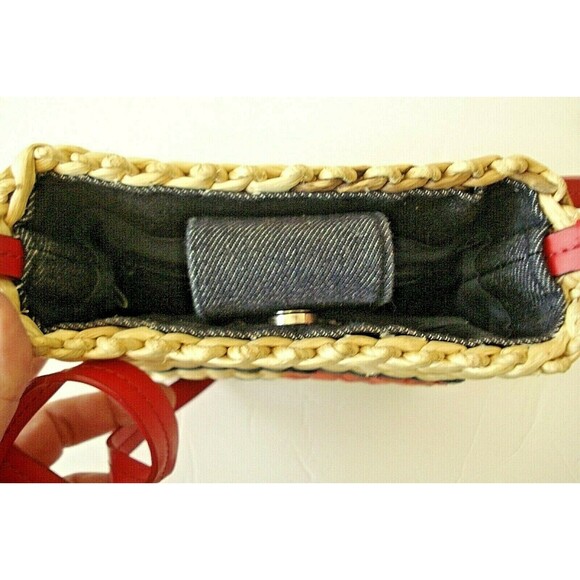 Tommy Hilfiger Crossbody Patriotic Woven Raffia Straw Flag Logo Purse Womens - Picture 6 of 8